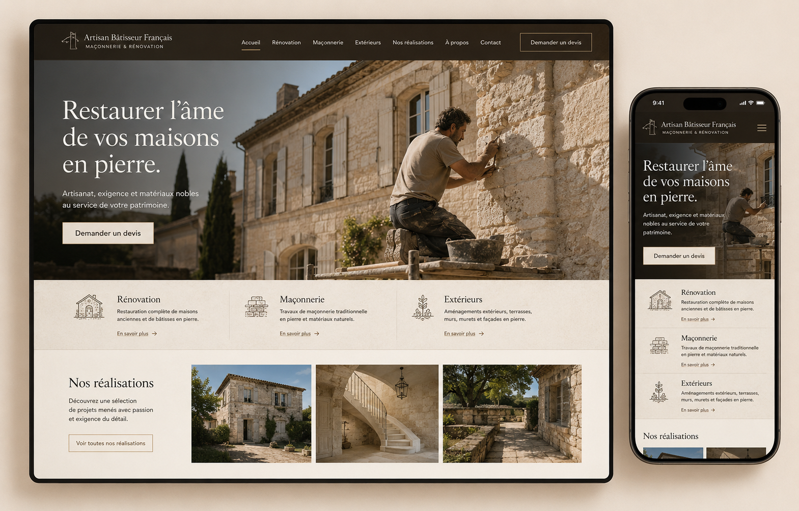 Mockup du concept Artisan du bâtiment
