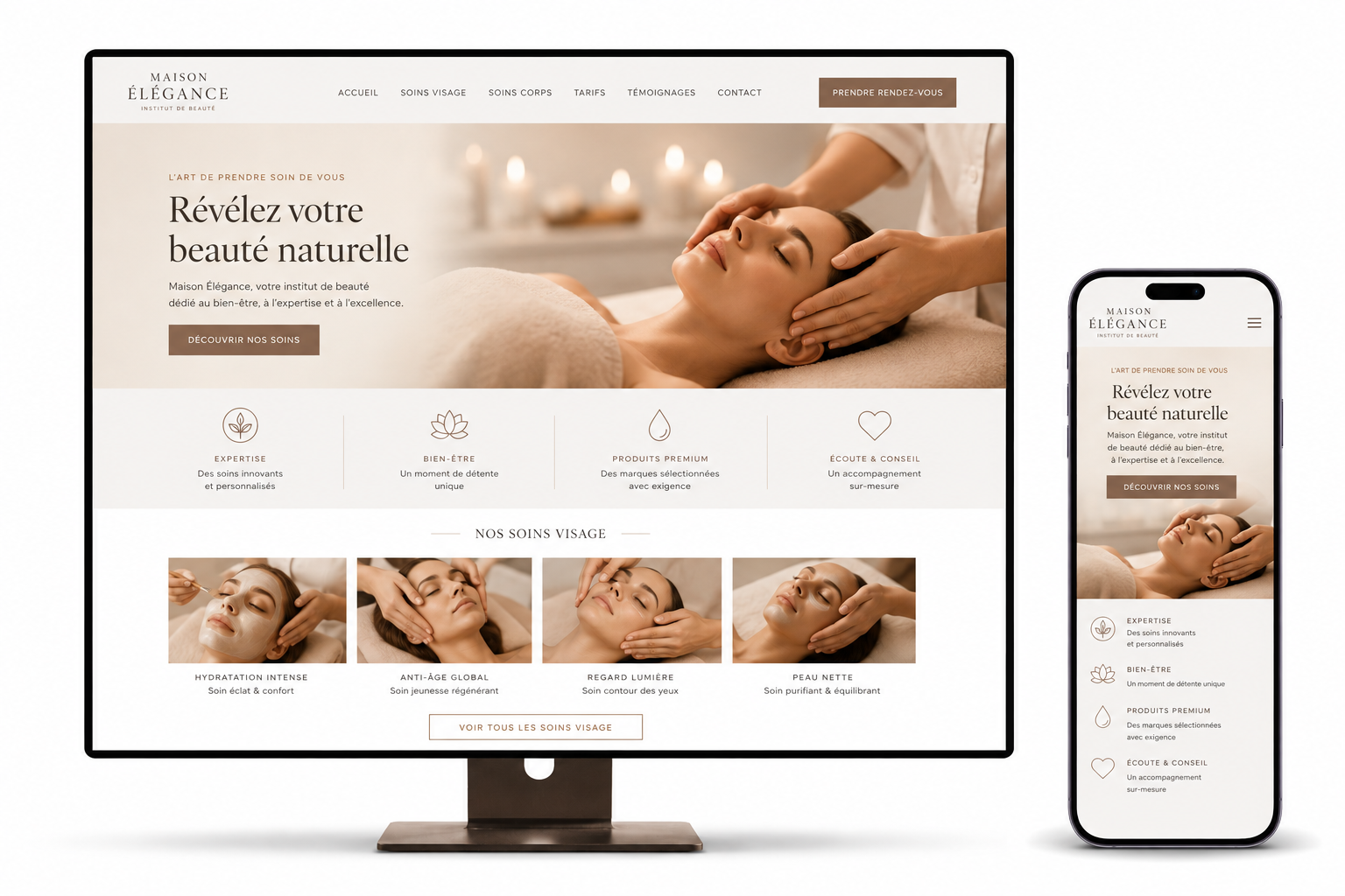 Mockup du concept Institut de beauté